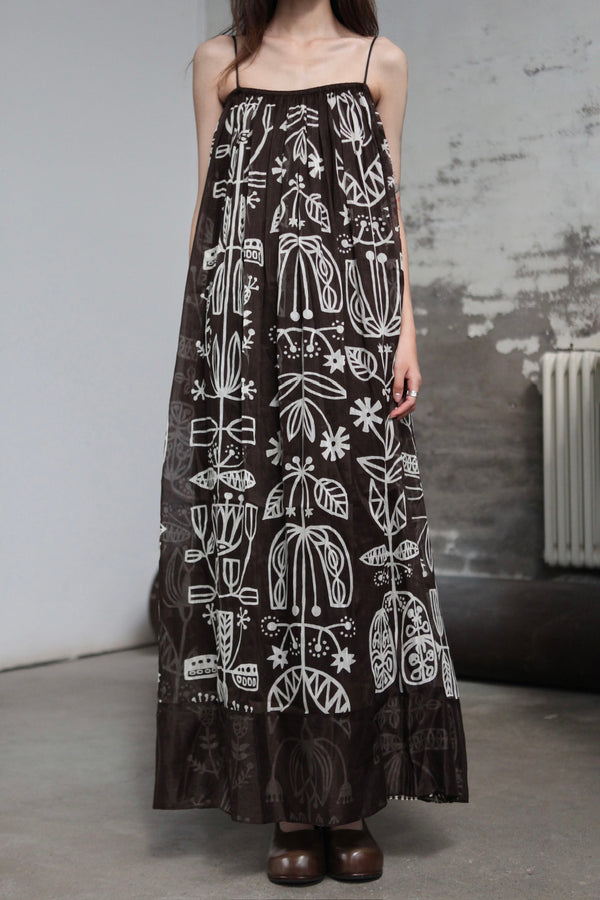 INTO THE EAST 25 Autumn and Winter Silk and Linen Totem Suspender Skirt ITE-E1DGSS012CF21DS-KA Brown